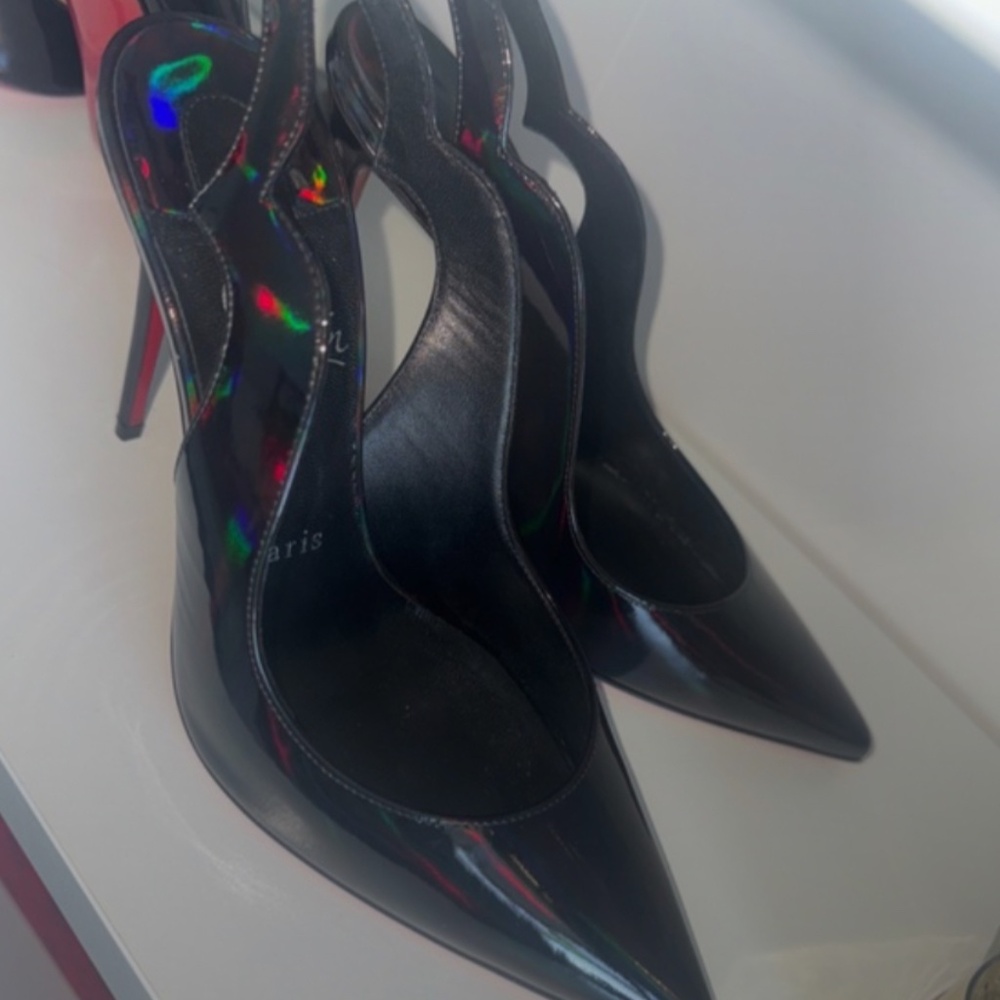 Metallic Patent Pyschic Hot Chick Sling Christian Louboutin